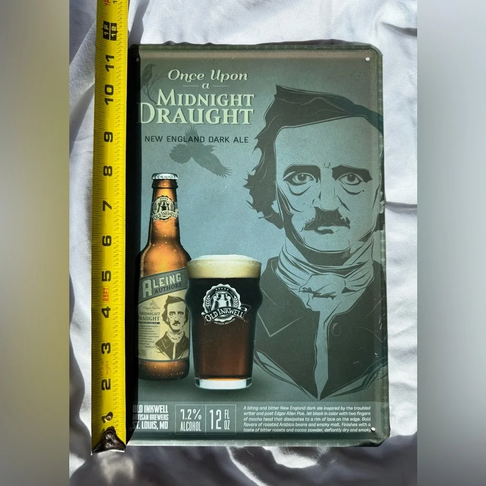 Edgar Allan Poe Midnight Draught Metal Sign